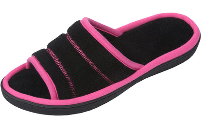 Roxoni Women's Open Toe Memory Foam Slippers with Contrast Design