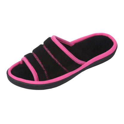 Roxoni Women's Open Toe Memory Foam Slippers with Contrast Design