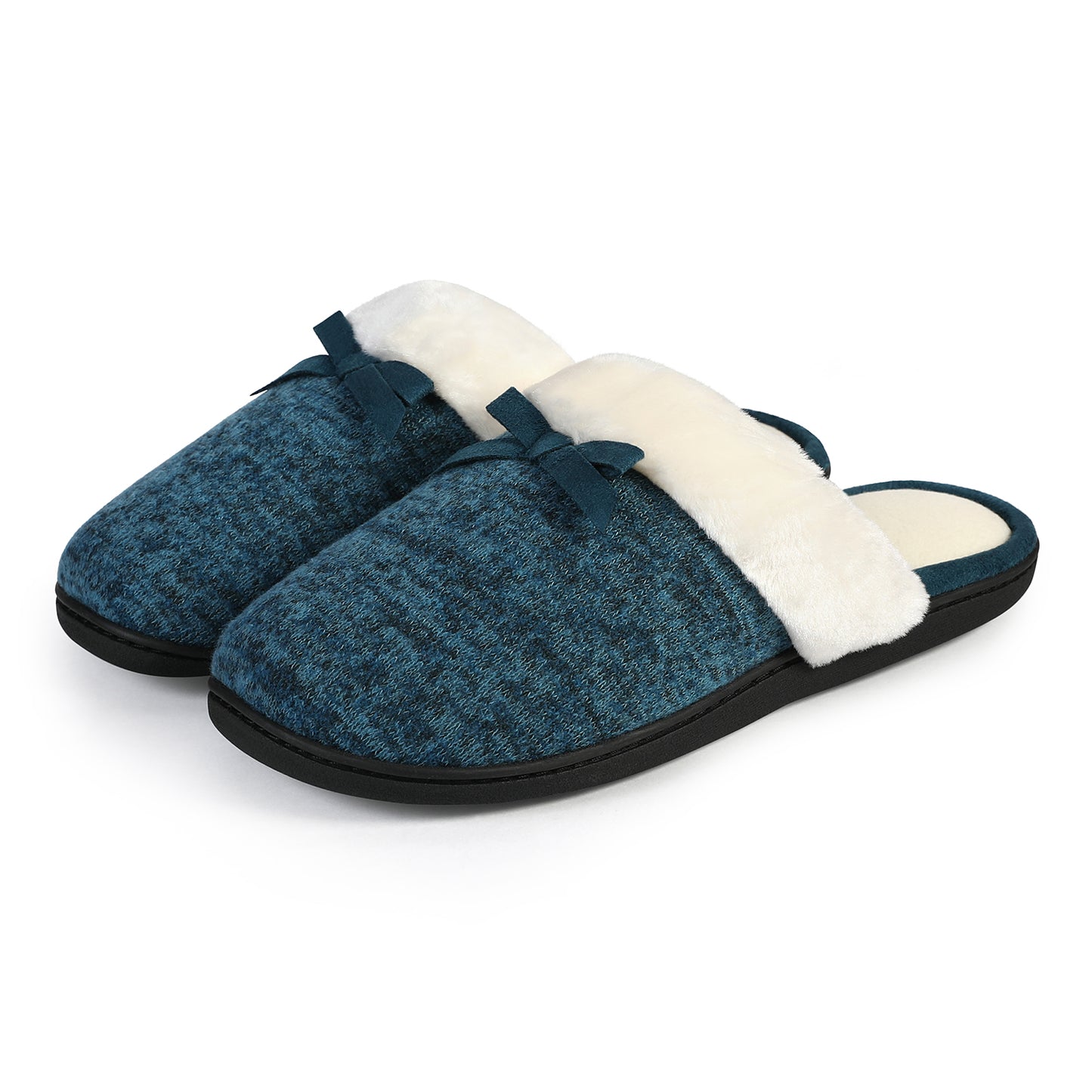 Roxoni Women’s Cozy Memory Foam Slippers, Fuzzy Warm Faux Fur, Anti-Skid Rubber Sole