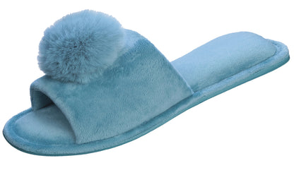 Roxoni Women’s Slippers Lovely Velvet Pom-pom Open Toe House Slides