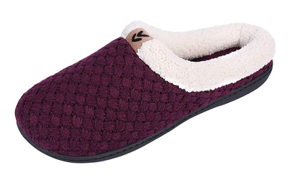 Roxoni Women's Slippers Cozy Fleece Warm Clog Knit Winter Ladies House Shoe Non-Slip