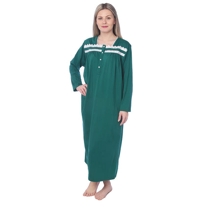 Women Jersey Long Nightgown Long Sleeve Elegant Loose Dress