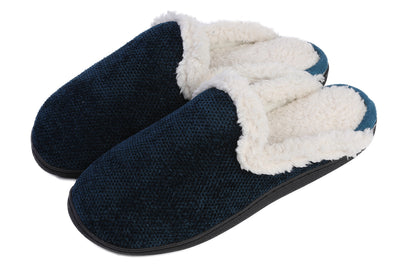 Roxoni Women's Memory Foam House Fleece Trim Knit Sweater Slipper