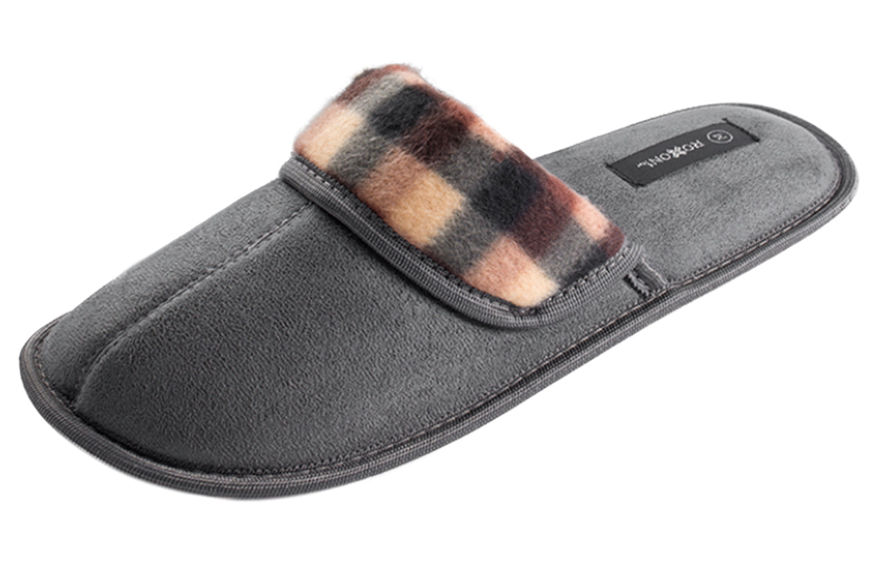 Roxoni Men's Suede Scuff Slipper Classic Style House Slipper