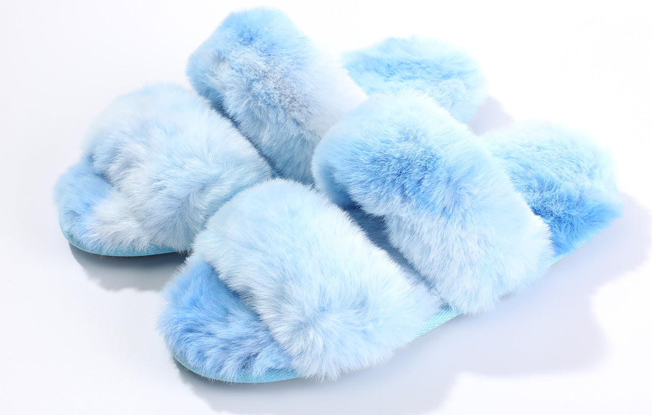 Roxoni Faux Fur Tie & Dye Slippers – Stylish & Trendy Slip-ons for Women