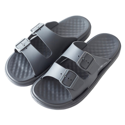 Roxoni Men’s Double Buckle Slide Sandals Lightweight Adjustable Comfort Slides Casual Indoor Outdoor Non Slip Slippers