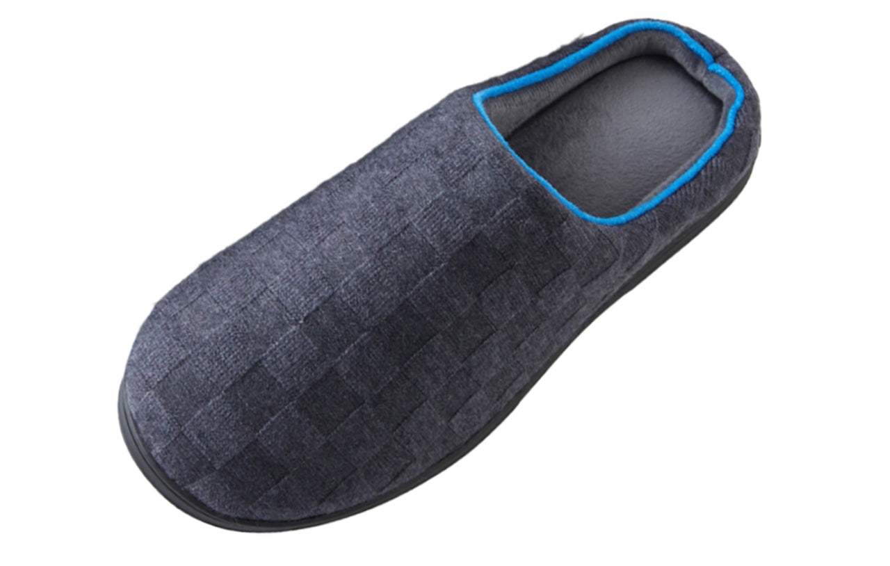 Roxoni Men’s Memory Foam Slippers, Two-Tone Quilted Indoor Outdoor House Shoes, Comfortable Slip-On Lounge Footwear with Durable Non-Slip Sole