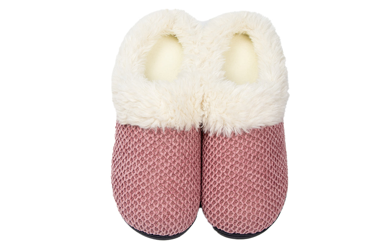 Roxoni Women's Fleece Trim Knit Sweater Furr Clog Slipper