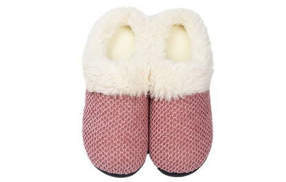 Roxoni Women's Fleece Trim Knit Sweater Furr Clog Slipper