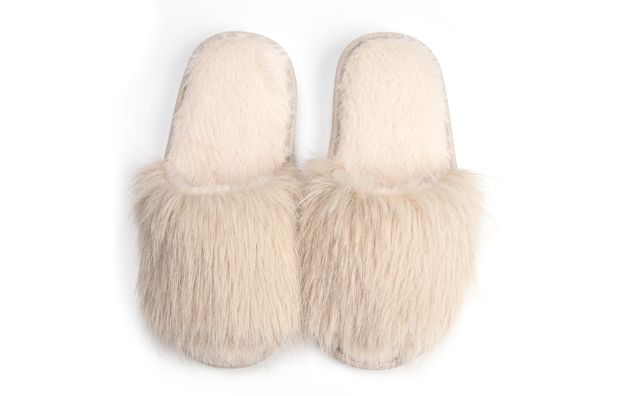 Pupeez Cozy Chic Fuzzy Slippers for Girl's - Fizzy Hair Top with Faux Fur Body, Comfortable & Relaxing