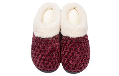 Roxoni Women's Fleece Trim Knit Sweater Furr Clog Indoor Outdoor Slipper