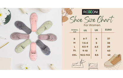 Roxoni Women's Indoor Twist Ribbon Plus Open Toe House Slippers