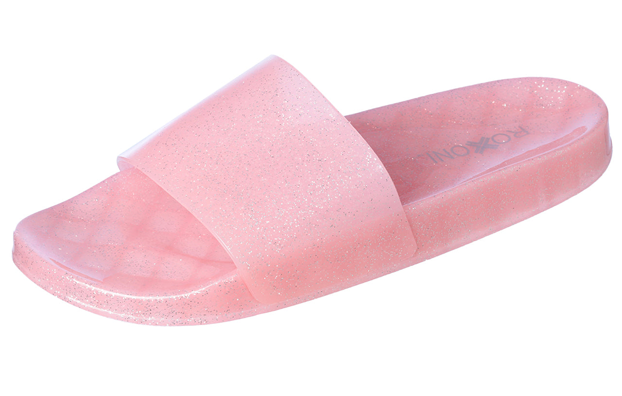 Roxoni Women's Summer Flip Flop Open Toe Jelly Glitter Slide Sandal Slippers