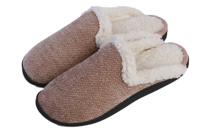 Roxoni Women's Memory Foam House Fleece Trim Knit Sweater Slipper