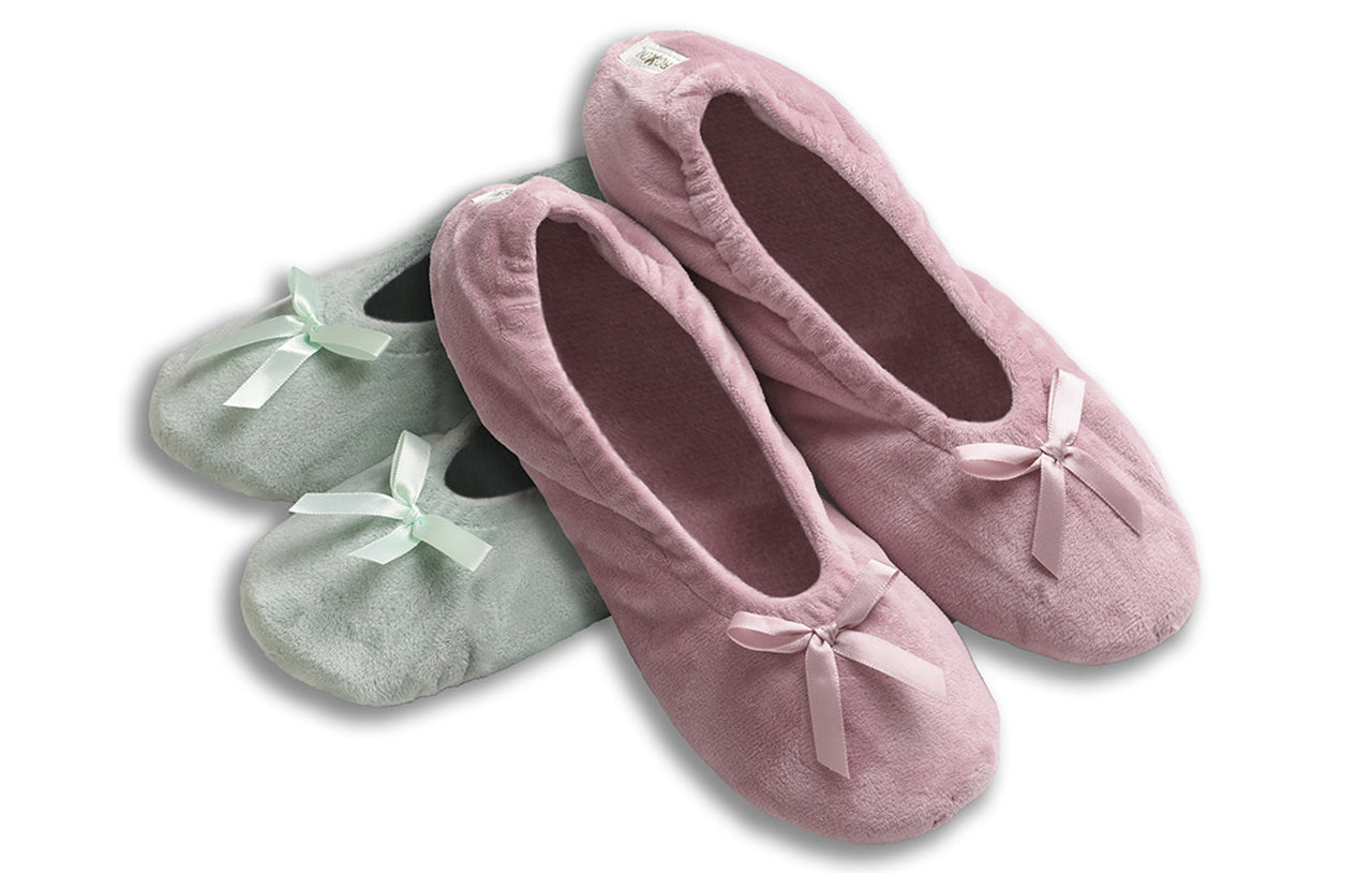 Roxoni Women's Terry Classic Cotton Ballerina Slippers (Pack of 2)