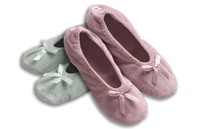 Roxoni Women's Terry Classic Cotton Ballerina Slippers (Pack of 2)