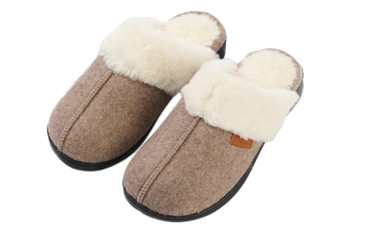 Roxoni Women’s Customized Cozy Slippers, Faux Fur Lined Indoor Outdoor House Shoes, Memory Foam Winter Clog Footwear, Personalized Custom Gift Slipper for Valentines Day