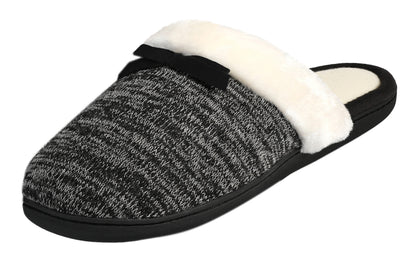 Roxoni Women’s Cozy Memory Foam Slippers, Fuzzy Warm Faux Fur, Anti-Skid Rubber Sole