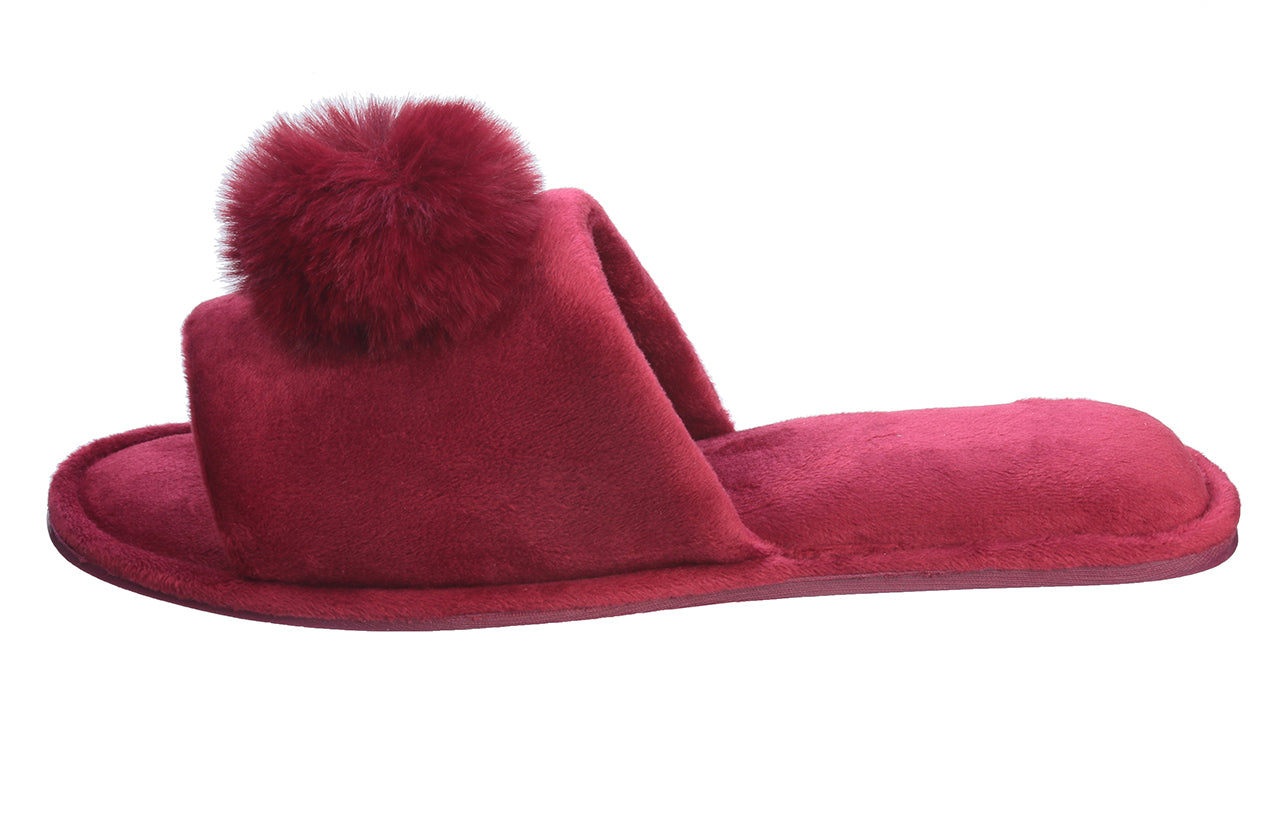 Roxoni Women’s Slippers Lovely Velvet Pom-pom Open Toe House Slides