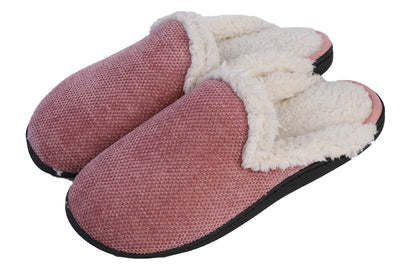 Roxoni Women's Memory Foam House Fleece Trim Knit Sweater Slipper