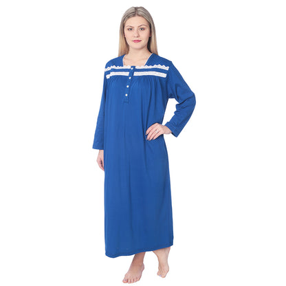 Women Jersey Long Nightgown Long Sleeve Elegant Loose Dress