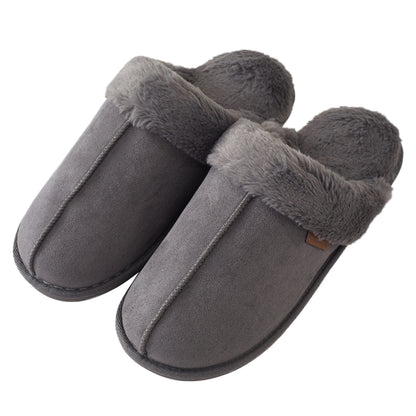 Roxoni Men's Plush Faux Suede Clog Slippers with Warm Faux Fur Lining
