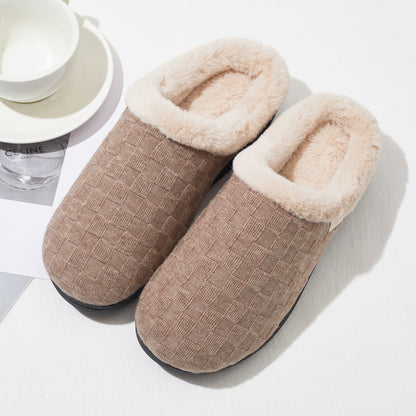 Roxoni Women’s Woven Knit Fleece Clog Slippers, Cozy Plush Faux Fur Lined Memory Foam House Shoes