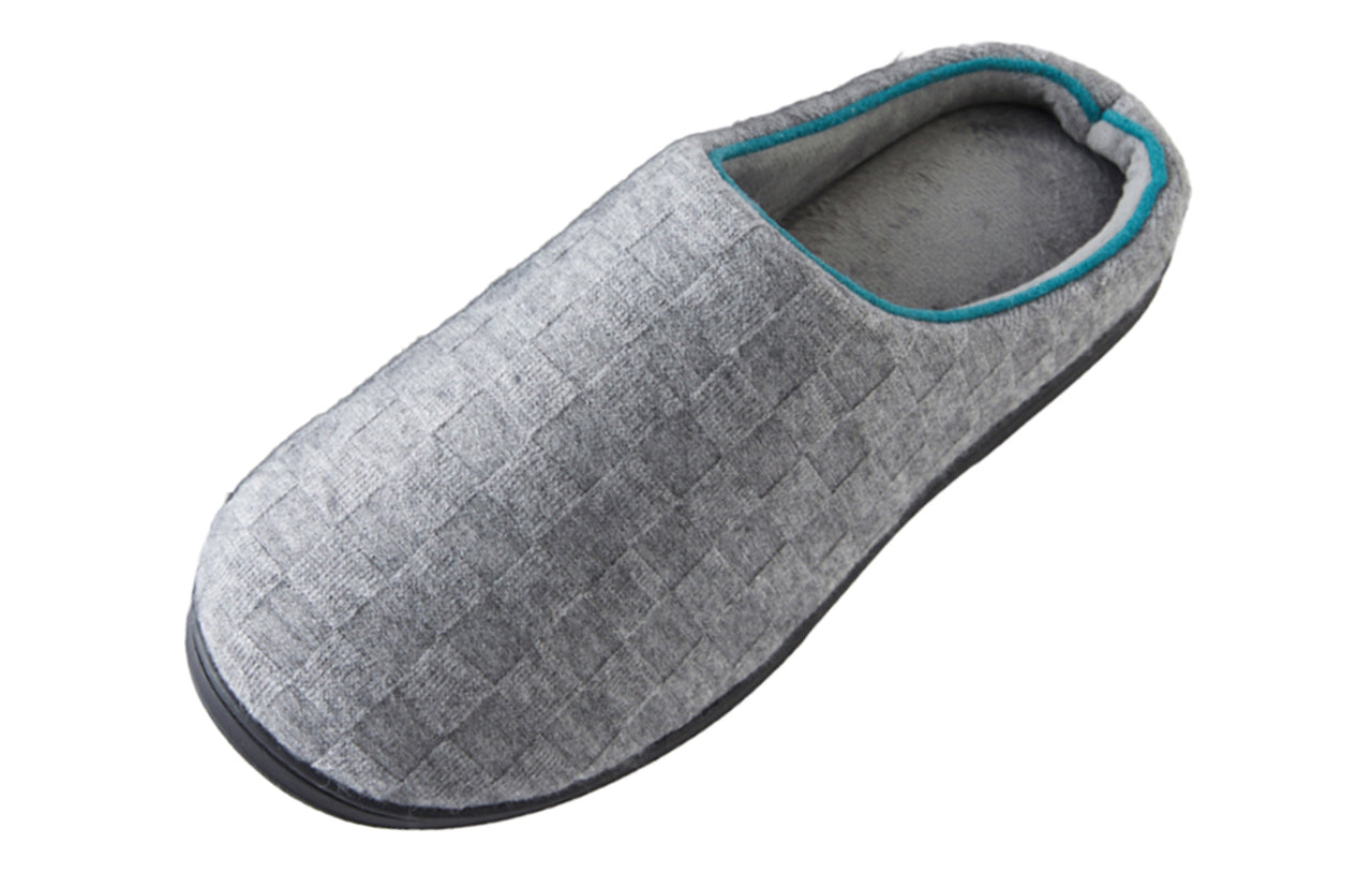 Roxoni Men’s Memory Foam Slippers, Two-Tone Quilted Indoor Outdoor House Shoes, Comfortable Slip-On Lounge Footwear with Durable Non-Slip Sole