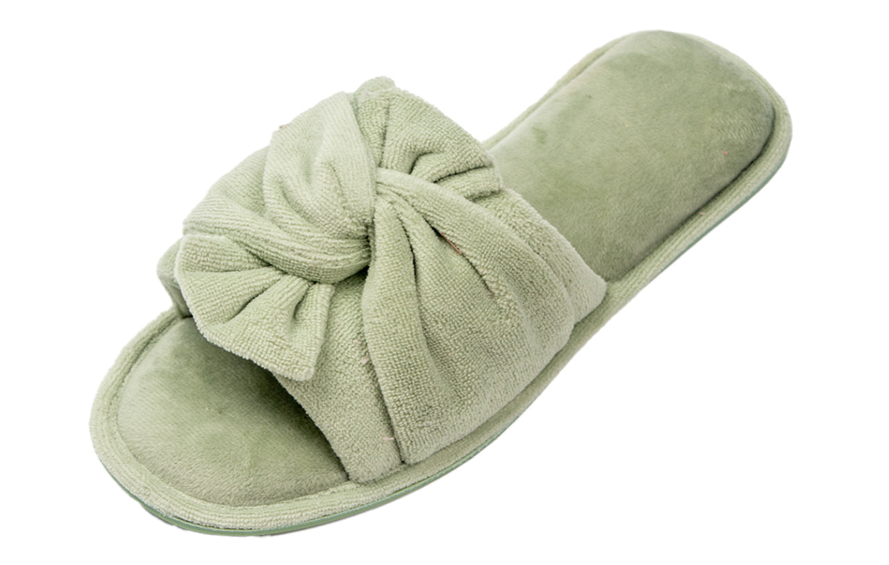 Roxoni Women's Indoor Twist Ribbon Plus Open Toe House Slippers