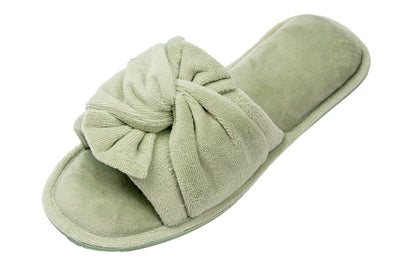 Roxoni Women's Indoor Twist Ribbon Plus Open Toe House Slippers