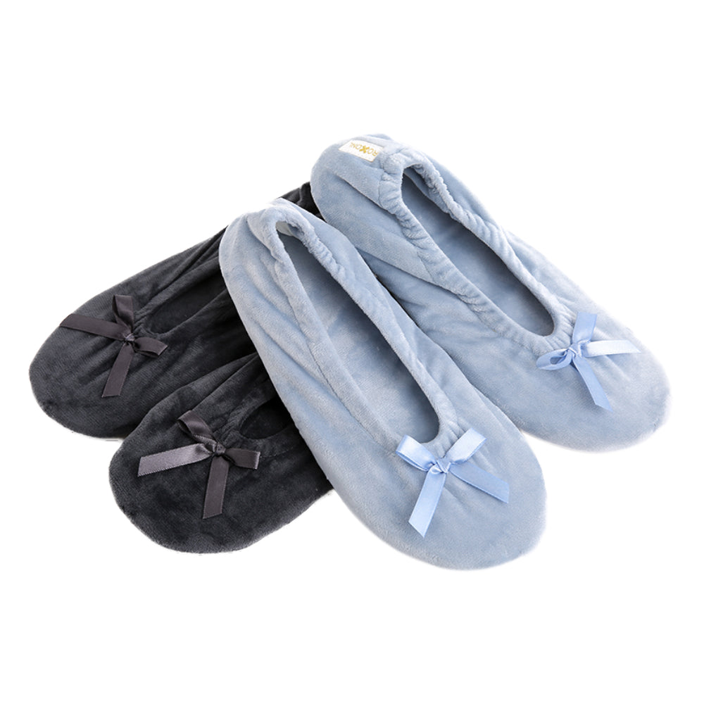 Roxoni Women's Terry Classic Cotton Ballerina Slippers (Pack of 2)