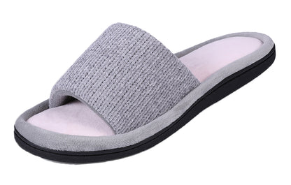 ROXONI Women's Soft Open Toe Slide Slippers, Indoor Outdoor Rubber Sole