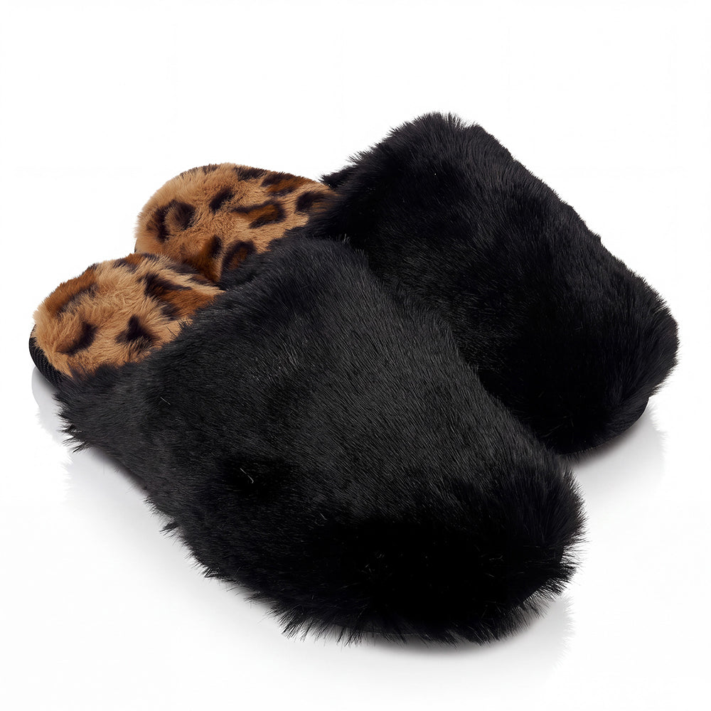 Roxoni Women's Fluffy Faux Fur Clog Slippers with Gift Box for Christmas & Holidays