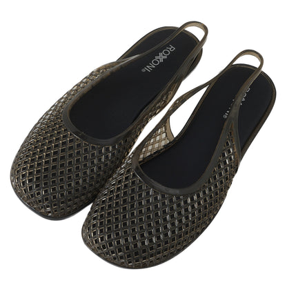 Roxoni Women’s Jelly Slingback Flats Breathable Mesh Sandals Lightweight Slip On Summer Beach Casual Shoes