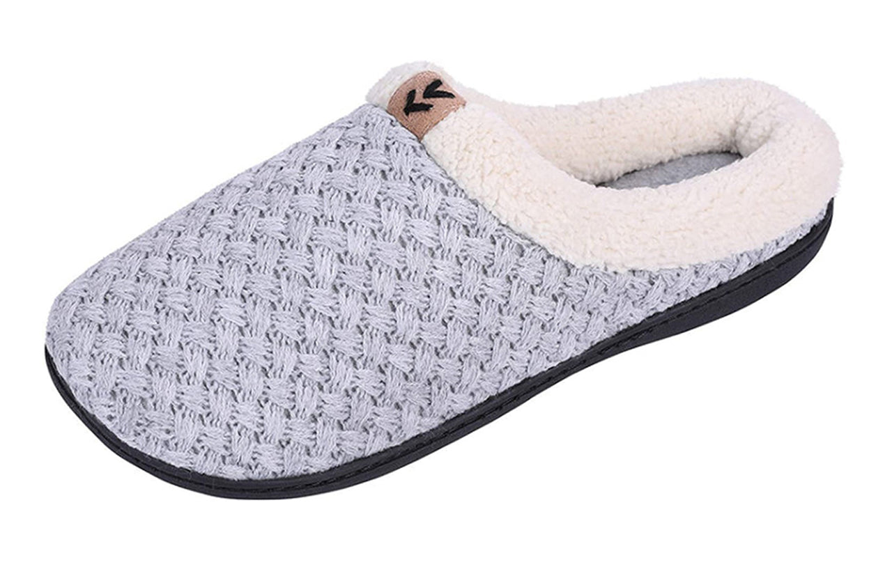Roxoni Women's Slippers Cozy Fleece Warm Clog Knit Winter Ladies House Shoe Non-Slip