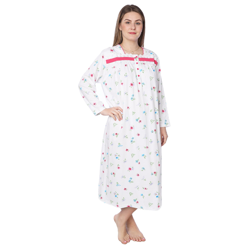 Women Jersey Long Nightgown Long Sleeve Elegant Loose Dress