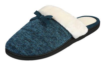 Roxoni Women’s Cozy Memory Foam Slippers, Fuzzy Warm Faux Fur, Anti-Skid Rubber Sole