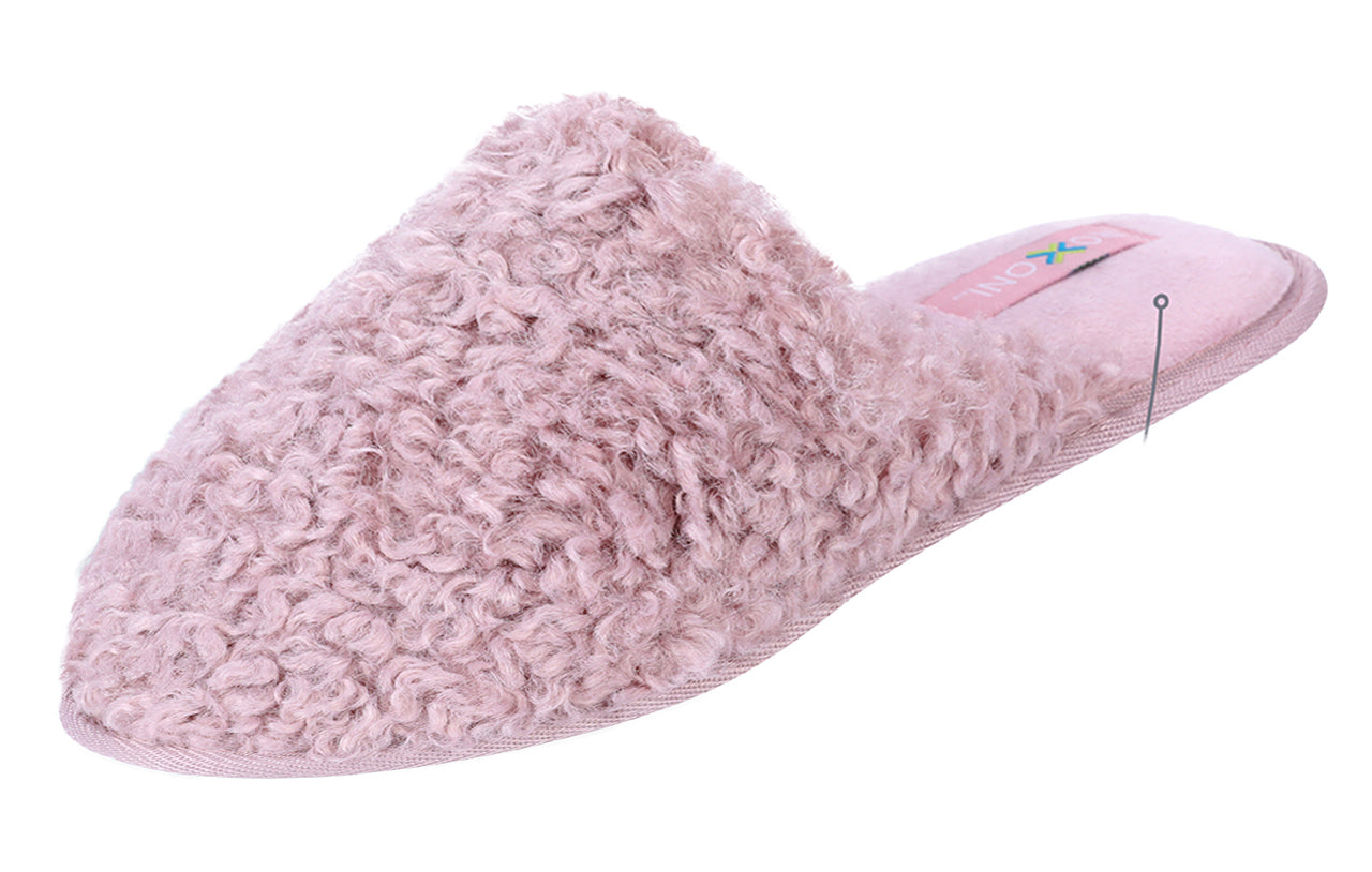 ROXONI Women Slipper Cozy Memory Foam, Indoor Outdoor Rubber Sole