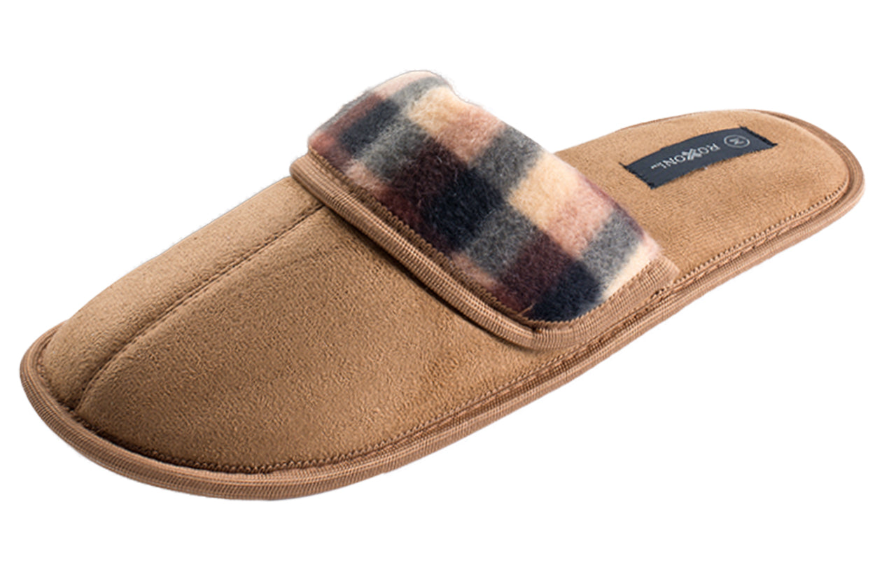 Roxoni Men's Suede Scuff Slipper Classic Style House Slipper