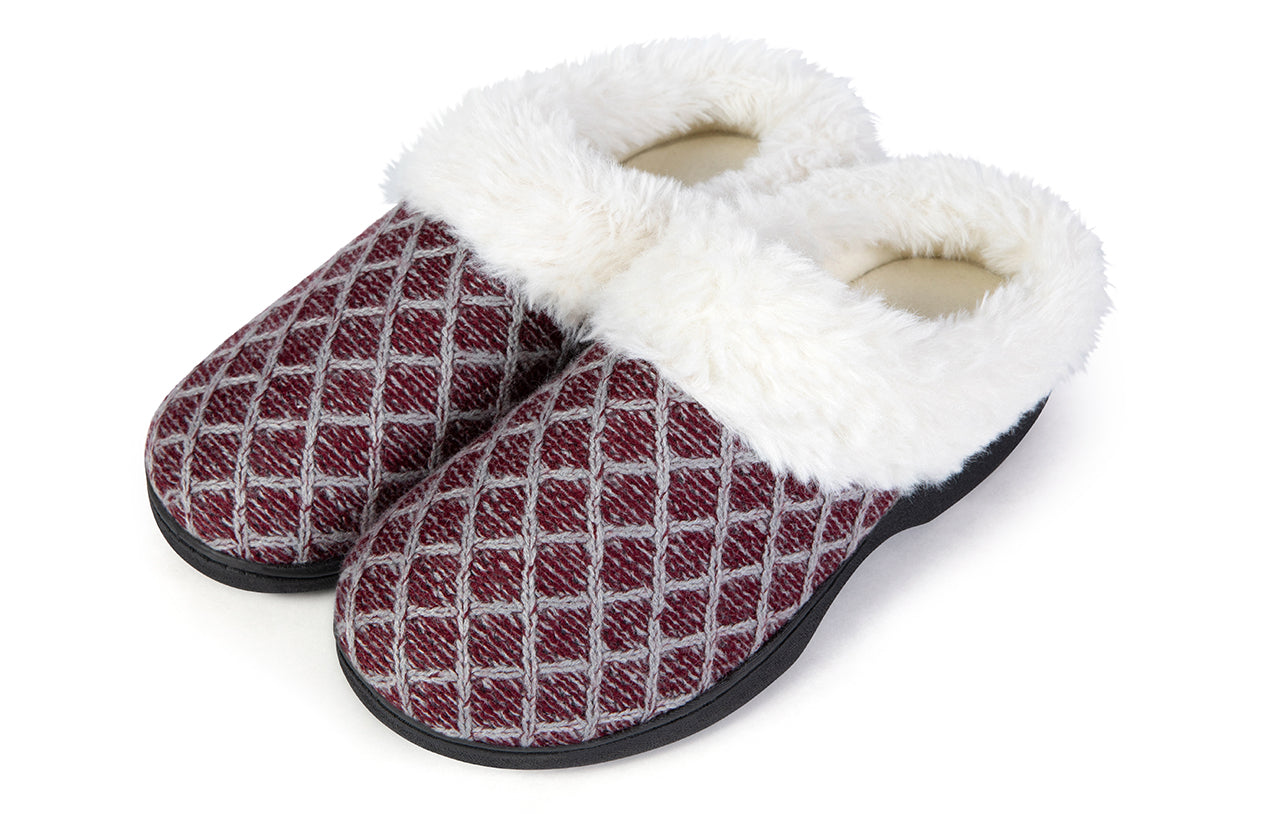 Roxoni Women's Cozy Memory Foam Slippers, Fuzzy Warm Faux Fur, Indoor Outdoor Rubber Sole