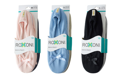 Roxoni Women's Terry Classic Cotton Ballerina Slippers (Pack of 2)