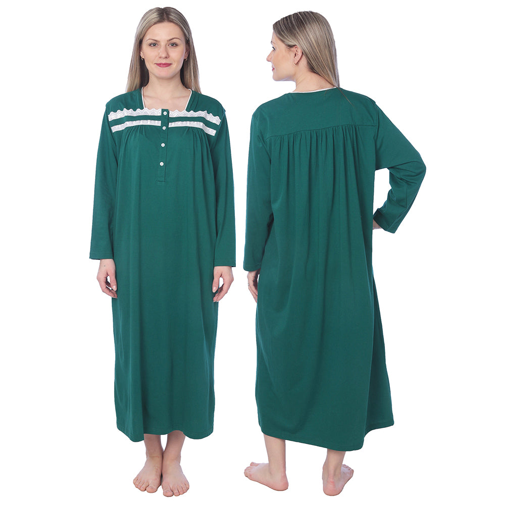 Women Jersey Long Nightgown Long Sleeve Elegant Loose Dress
