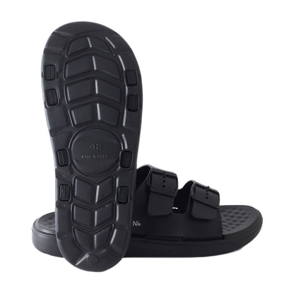Roxoni Men’s Double Buckle Slide Sandals Lightweight Adjustable Comfort Slides Casual Indoor Outdoor Non Slip Slippers
