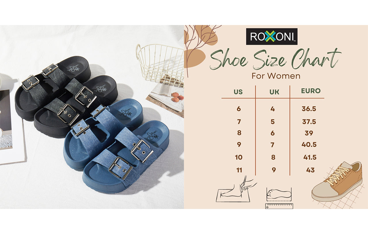 Roxoni Women's Open Toe Denim Double Adjustable Buckle Sandal Outdoor Slipper