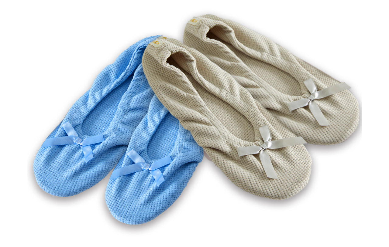 Roxoni Women's Terry Classic Cotton Ballerina Slippers (Pack of 2)