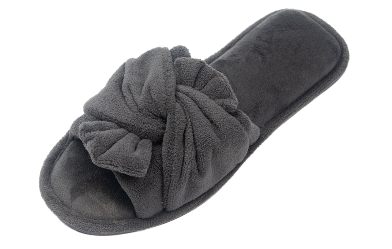 Roxoni Women's Indoor Twist Ribbon Plus Open Toe House Slippers