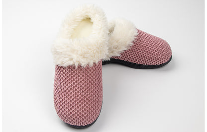 Roxoni Women's Fleece Trim Knit Sweater Furr Clog Slipper