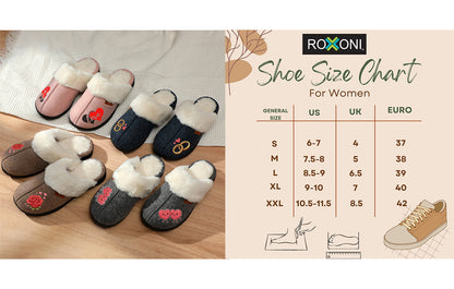 Roxoni Women’s Customized Cozy Slippers, Faux Fur Lined Indoor Outdoor House Shoes, Memory Foam Winter Clog Footwear, Personalized Custom Gift Slipper for Valentines Day