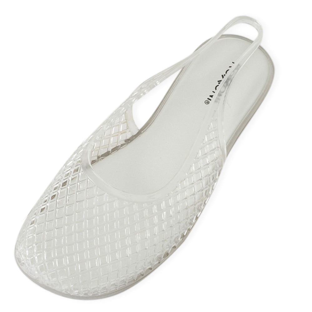 Roxoni Women’s Jelly Slingback Flats Breathable Mesh Sandals Lightweight Slip On Summer Beach Casual Shoes