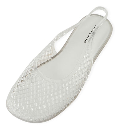 Roxoni Women’s Jelly Slingback Flats Breathable Mesh Sandals Lightweight Slip On Summer Beach Casual Shoes